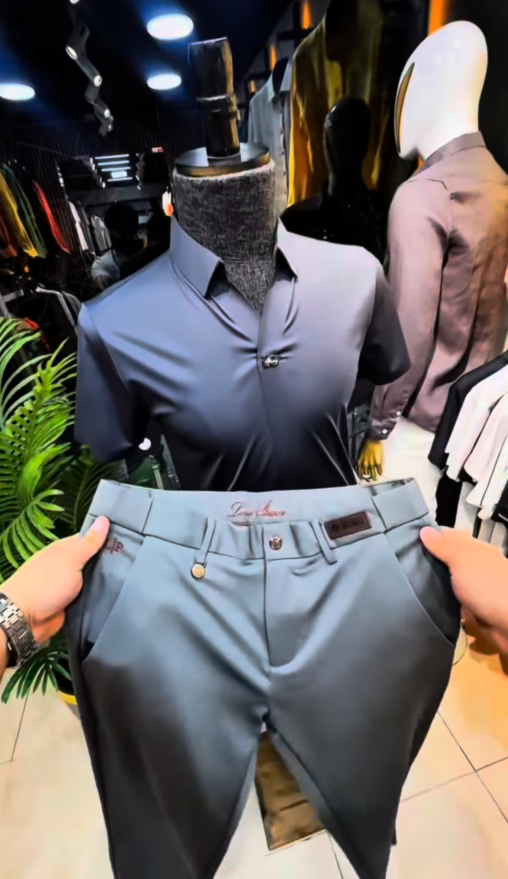 Imperial Elegance Shirt & Trousers Set – Steel Grey